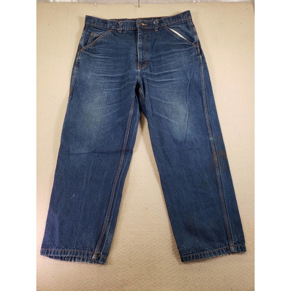 Wild Ass Jeans Mens 36 x 27 Blue Denim Straight Leg Slash Pockets Comfort Casual